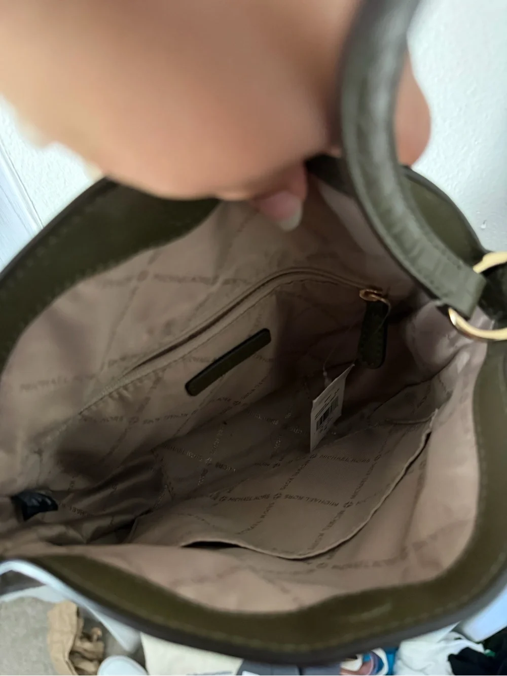 Michael Kors Olive Green Saddle Crossbody Bag